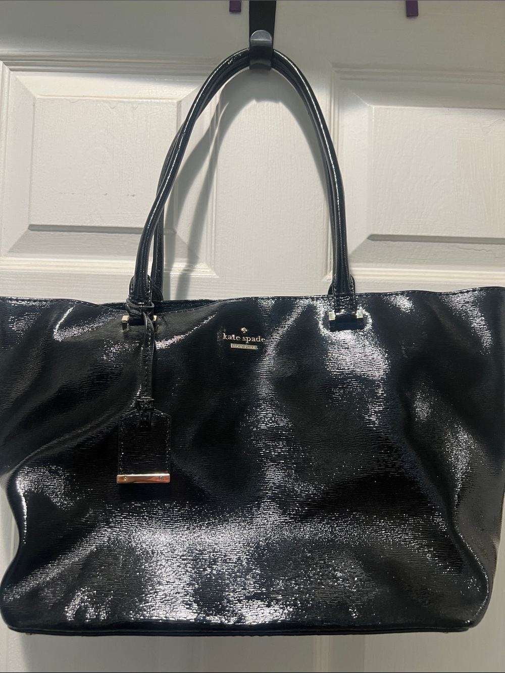 kate spade Black Patent Leather Tote with Top Handles - Picture 1 of 12